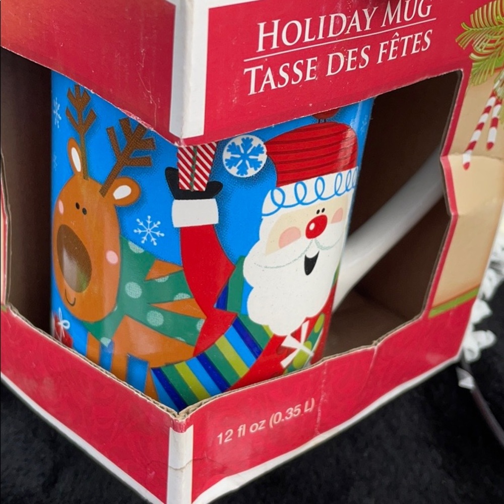 NWT Holiday Style Christmas Face Masks & NIB HO HO Santa & Reindeer Coffee Cup